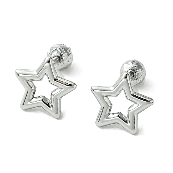 304 Stainless Steel Ear Studs, Star, Stainless Steel Color, 12x12.5mm