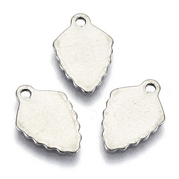 201 Stainless Steel Charms, Laser Cut, Stamping Blank Tag, Leaf, Stainless Steel Color, 14x9.5x0.8mm, Hole: 1.4mm