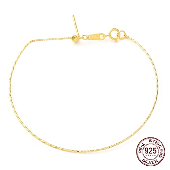 925 Sterling Silver Twisted Bracelets, Adjustable DIY Beadable Bracelets for Women, with S925 Stamp, Golden, 7-1/8 inch(18cm)
