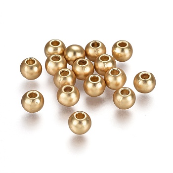 Alloy Spacer Beads, Lead Free & Nickel Free & Cadmium Free, Round, Matte Gold Color, 6x5mm, Hole: 2mm