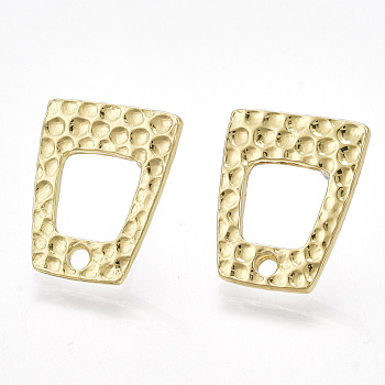 Alloy Stud Earring Findings, with Loop and Steel Pins, Trapezoid, Light Gold, 15.5~16x12.5mm, Hole: 1.5mm, Pin: 0.7mm