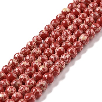 Synthetic Imperial Jasper Beads Strands, Dyed, Round, Red, 6mm, Hole: 1.2mm, about 65pcs/strand, 14.76 inch~14.96 inch(37.5cm~38cm)