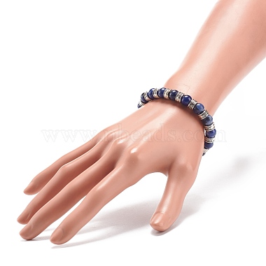 Bracelet extensible en perles de sodalite naturelle et alliage(BJEW-JB08621)-3