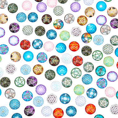 Mixed Color Flat Round Glass Cabochons