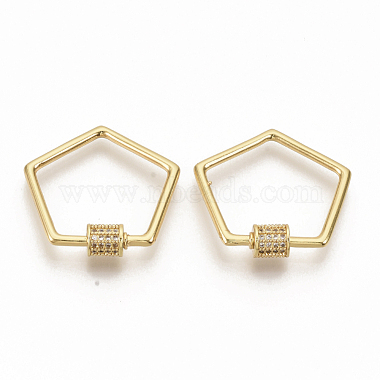 Real 16K Gold Plated Clear Polygon Brass+Cubic Zirconia Keychain Clasps