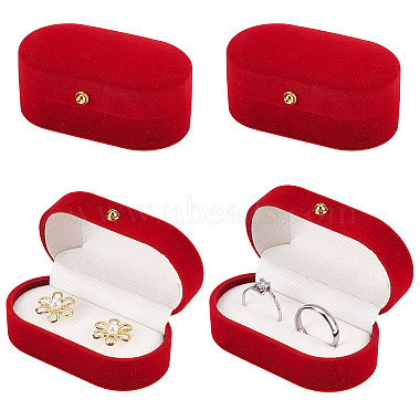 Dark Red Oval Velvet Jewelry Set Box
