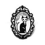 Oval Enamel Pins, Alloy Lapel Pin Backs for Backpack Clothes, Cat Shape, 31x21.5mm(JEWB-I059-02EB-01)