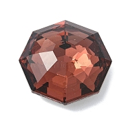 Faceted Glass Rhinestone Cabochons, Pointed Back, Octagon, Smoked Topaz, 23x23x10mm(GGLA-C032-05F)