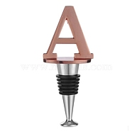 Silicone Wine Bottle Stoppers, with Zinc Alloy Findings, Cone and Letter, Letter.A, 106~107x40~42x25mm(FIND-WH0076-36-02A)