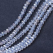 Electroplate Glass Beads Strands, AB Color Plated, Faceted, Rondelle, Clear AB, 4x3mm, Hole: 0.4mm, about 123~127pcs/strand, 16.5~16.9 inch(42~43cm)(X-EGLA-A034-T4mm-B02)