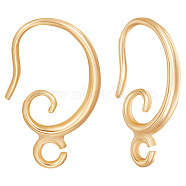 30Pcs Brass Earring Hooks, with Horizontal Loop, Real 18K Gold Plated, 15.5x11x2mm, Hole: 1.5mm, 18 Gauge, Pin: 1mm(KK-BBC0004-29)
