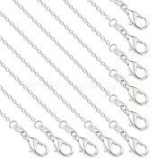 Brass Cable Chain Necklaces, for Beadable Necklace Making, Silver, 19.69 inch(50cm)(NJEW-YW0001-21B-S)