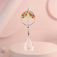 Crystals Tree of Life Hanging Pendants Decoration, with Gemstone Chips and Alloy Findings, for Home, Garden Decoration, Colorful, 350mm(PW-WG39789-01)
