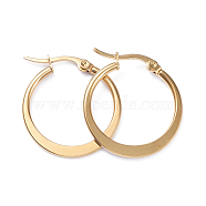 201 Stainless Steel Hoop Earrings, with 304 Stainless Steel Pins, Flat Ring Shape, Golden, 24x1.5~2mm, Pin: 1x0.7mm(EJEW-I245-01H)