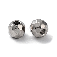 303 Stainless Steel Beads, Diamond Cut, Round, Stainless Steel Color, 6mm, Hole: 1.6mm(STAS-Q302-13F-P)