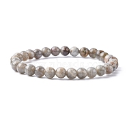 Stretchy Gemstone Bracelets, Labradorite, Grade A, with Elastic Cord, Beads: 6mm, 48~55mm inner diameter(BJEW-C259-6mm-2A)