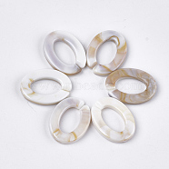 Acrylic Linking Rings, Quick Link Connectors, For Jewelry Chains Making, Imitation Gemstone Style, Oval, Floral White, 24.5x18.5x4mm, Hole: 14.5x9mm, about: 440pcs/500g(OACR-S021-27D)