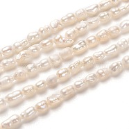 Natural Cultured Freshwater Pearl Beads Strands, Rice, White, 5~7x3~4mm, Hole: 0.6mm, about 65pcs/strand, 13.39 inch(34cm)(X-PEAR-J005-56-01)