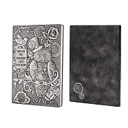 Rectangle 3D Embossed PU Leather Notebook, A5 Owl Pattern Journal, for School Office Supplies, Gray, 215x145mm(PW-WG84695-04)