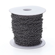 Iron Cable Chains, Unwelded, with Spool, Oval, Lead Free & Nickel Free, Gunmetal, 5x4x1mm, about 164.04 Feet(50m)/roll(003KSF-NFB)