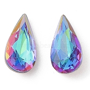 Glass Rhinestone Cabochons, Flat Back & Back Plated, Faceted, Teardrop, Sphinx, 14x7x4mm(RGLA-L029-04C-SPLA)