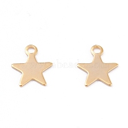 201 Stainless Steel Charms, Laser Cut, Star, Real 18K Gold Plated, 11x10x0.6mm, Hole: 1.6mm(STAS-B001-14B-G)