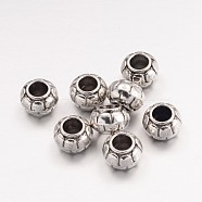 Alloy European Beads, Tibetan Style, Lead Free and Cadmium Free, Golden, Rondelle, Antique Silver, 11.5x8.5mm, Hole: 5mm(LF10586Y)