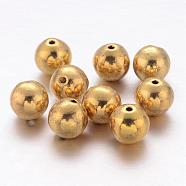 Tibetan Style Alloy Beads, Round, Lead Free and Nickel Free and Cadmium Free, Antique Golden, 8mm, Hole: 1mm(K08SG032)