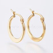 304 Stainless Steel Hoop Earrings, Hypoallergenic Earrings, Flat Ring Shape, Golden, 19~21x2mm, Pin: 0.7x1mm(EJEW-F105-23G)