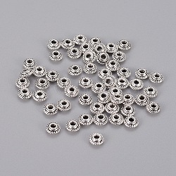 Tibetan Style Spacer Beads, Rondelle, Antique Silver, Lead Free & Cadmium Free, 5x3mm, Hole:1.5mm(X-LF0149Y)