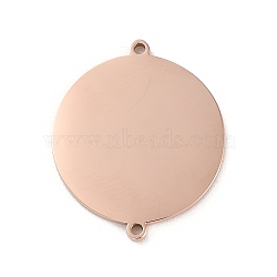 Ion Plating(IP) 304 Stainless Steel Connector Charms, Laser Cut, Flat Round Links, Rose Gold, 23.5x20x1.5mm, Hole: 1.2mm(STAS-K270-30A-RG)
