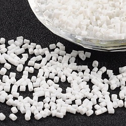 Two Cut Glass Seed Beads, Hexagon, White, about 3mm long, 1.8mm in diameter, hole: 0.6mm, about 2333pcs/50g(X-CSDB41)