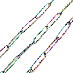Ion Plating(IP) 304 Stainless Steel Textured Paperclip Chains, Soldered, with Spool, Rainbow Color, 20x4x1mm, about 16.40 Feet(5m)/Roll(CHS-I020-03RC)
