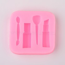 Makeup Tools Design DIY Food Grade Silicone Molds, Fondant Molds, For DIY Cake Decoration, Chocolate, Candy, UV Resin & Epoxy Resin Jewelry Making, Random Single Color or Random Mixed Color, 57x60x11mm, Inner Size: 34~41x5~11mm(AJEW-L054-67)