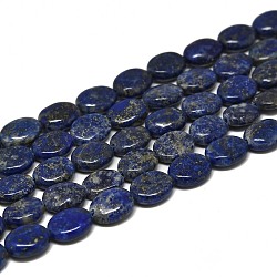 Natural Lapis Lazuli Beads Strands, Oval, 10x8x3.5~4mm, Hole: 0.6mm, about 41pcs/strand, 15.75''(40cm)(X-G-K311-12A-01)