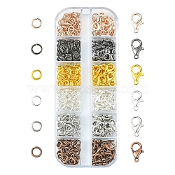 120Pcs 6 Color Zinc Alloy Lobster Claw Clasps, with 246Pcs Brass Jump Rings, Mixed Color, 12x6mm, Hole: 1.2mm(DIY-FS0003-42)