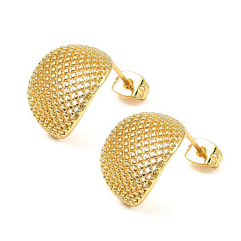 Brass Stud Earrings, Long-Lasting Plated, Lead Free & Cadmium Free, Twist Oval, Real 18K Gold Plated, 16.5x14mm
