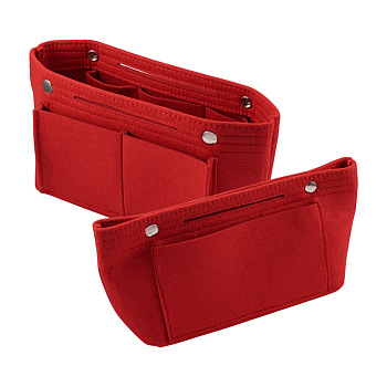 Custom Felt Tarp Zip Cosmetic Pouches, Rectangle, Red, 15.1x31x9cm, Unfold: 15.1x22x9.4mm