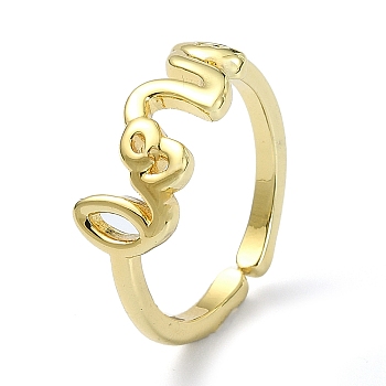 Brass Open Cuff Rings, Snake, Real 18K Gold Plated, US Size 7 1/4(17.5mm)