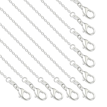 Brass Cable Chain Necklaces, for Beadable Necklace Making, Silver, 19.69 inch(50cm)