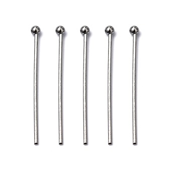 304 Stainless Steel Ball Head Pins, Stainless Steel Color, 25x0.7mm, 21 Gauge, Head: 1.95mm