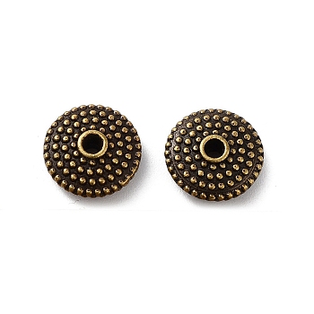 Tibetan Style Alloy Beads, Cadmium Free & Lead Free, Flat Round, Antique Bronze, 10x4mm, Hole: 1.4mm