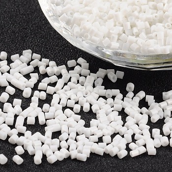 Two Cut Glass Seed Beads, Hexagon, White, about 3mm long, 1.8mm in diameter, hole: 0.6mm, about 2333pcs/50g