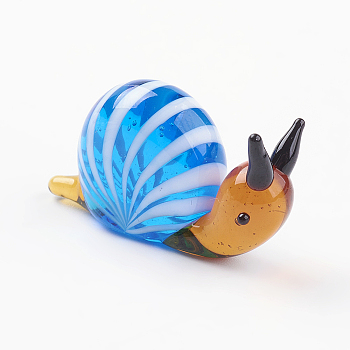 Home Decorations, Handmade Lampwork Display Decorations, Snail, Colorful, 18~22x9x16mm
