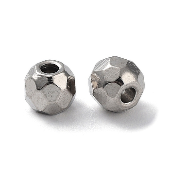303 Stainless Steel Beads, Diamond Cut, Round, Stainless Steel Color, 6mm, Hole: 1.6mm