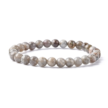 Stretchy Gemstone Bracelets, Labradorite, Grade A, with Elastic Cord, Beads: 6mm, 48~55mm inner diameter
