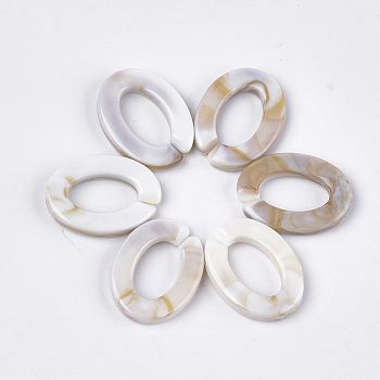Acrylic Linking Rings, Quick Link Connectors, For Jewelry Chains Making, Imitation Gemstone Style, Oval, Floral White, 24.5x18.5x4mm, Hole: 14.5x9mm, about: 440pcs/500g