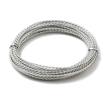 Aluminum Wire, Twisted Round, Silver, 1.6mm, about 16.40 Feet(5m)/Roll