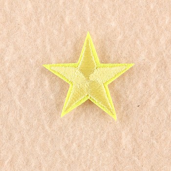 Computerized Embroidery Cloth Iron on/Sew on Patches, Costume Accessories, Appliques, Star, Yellow, 3x3cm
