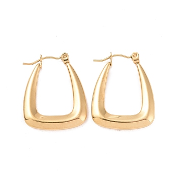 Ion Plating(IP) 304 Stainless Steel Hoop Earrings for Women, Trapezoid, Golden, 25.5x20x3mm, Pin: 0.8mm